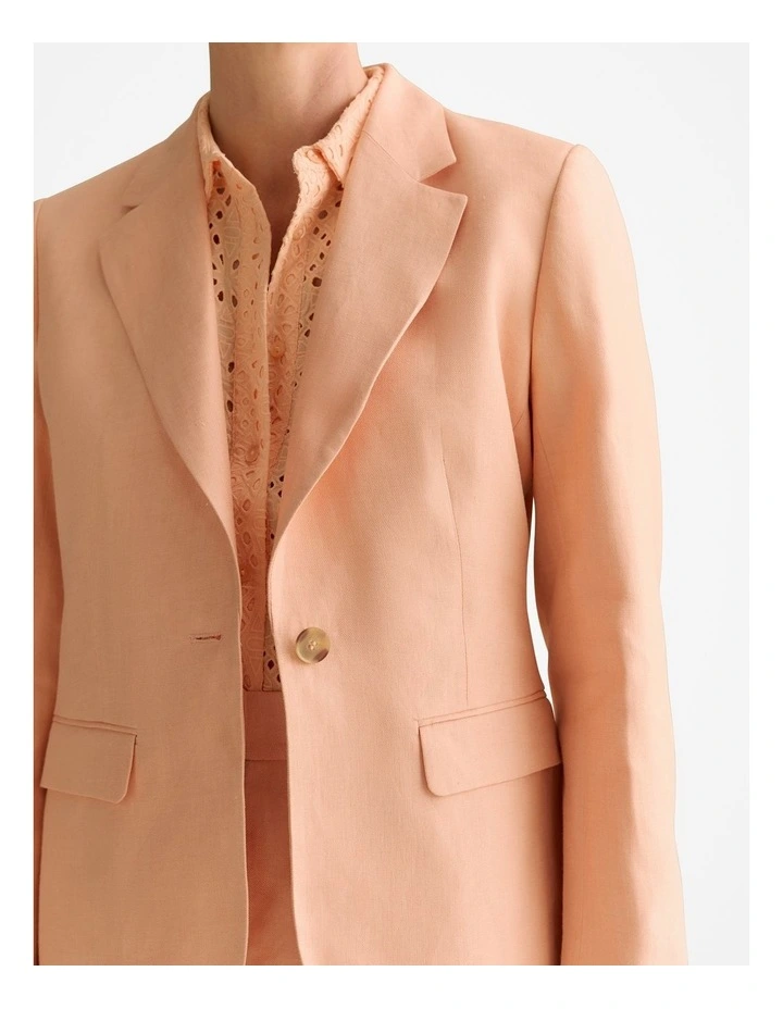 Linen Twill Notch Lapel Blazer in Pale Apricot image 6
