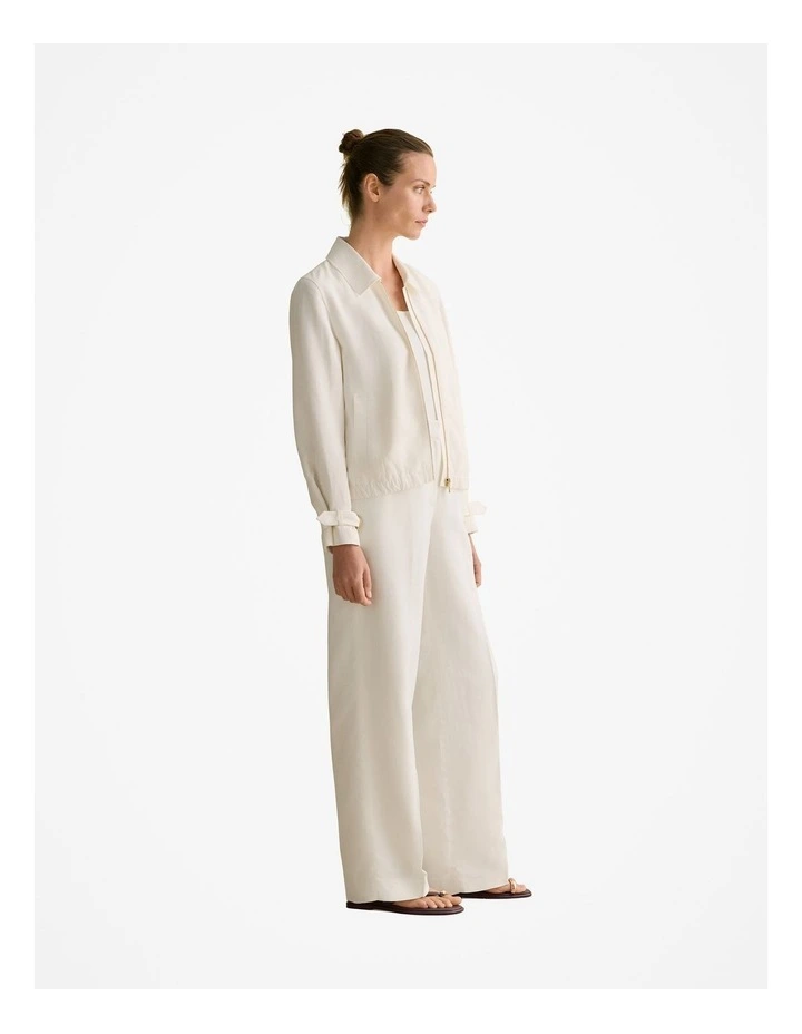 Draped Zip Through Blouson Jacket in White image 5