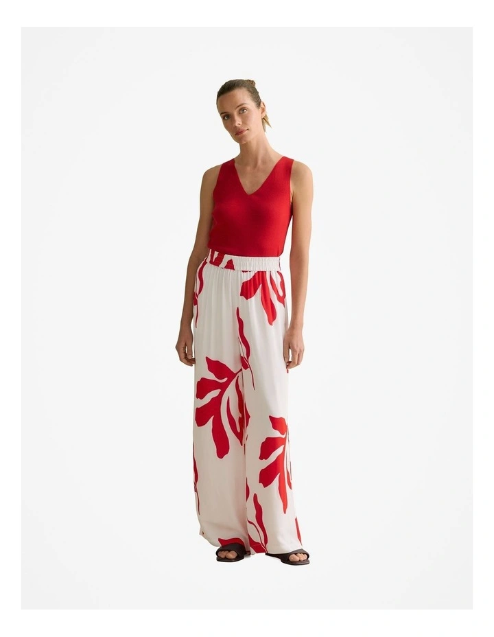 Mercerised V Neck Tank in True Red image 2