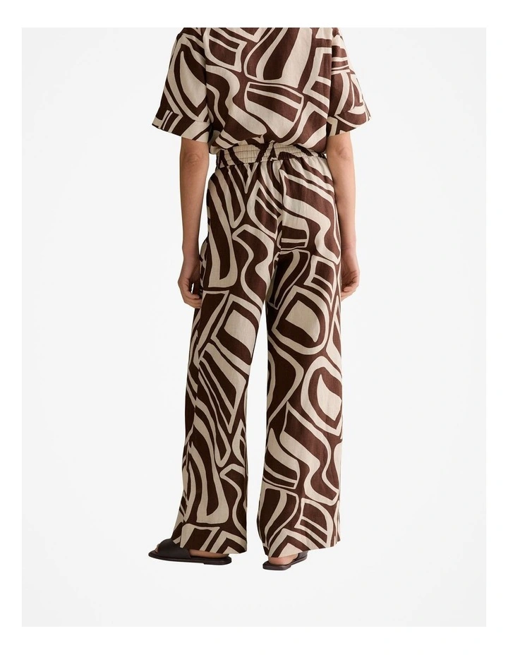 Kai Linen Pull On Wide Leg Pant in Chocolate image 4