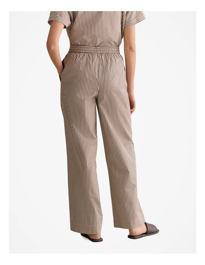 Cotton Poplin Stripe Pull On Pant in Chocolate image 4