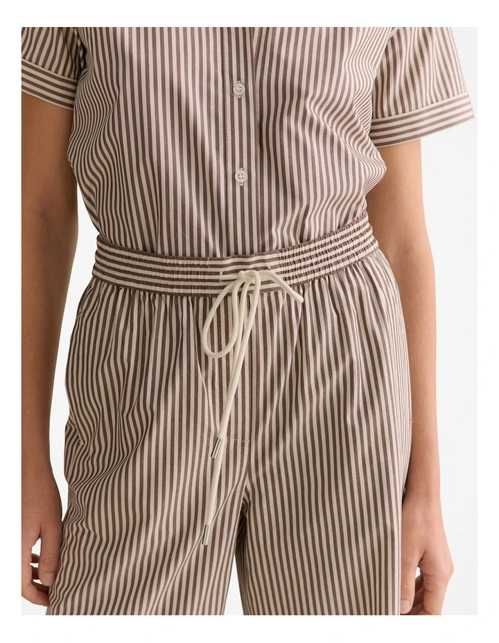 Cotton Poplin Stripe Pull On Pant in Chocolate image 6