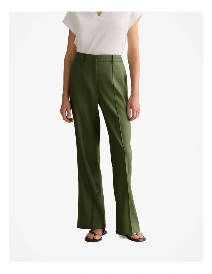 Linen Blend Twill Smart Pant in Ivy image 1