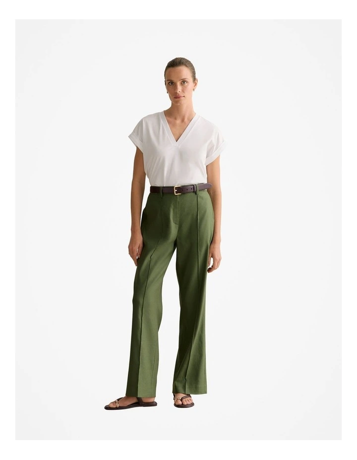 Linen Blend Twill Smart Pant in Ivy image 2