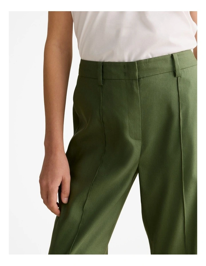 Linen Blend Twill Smart Pant in Ivy image 3
