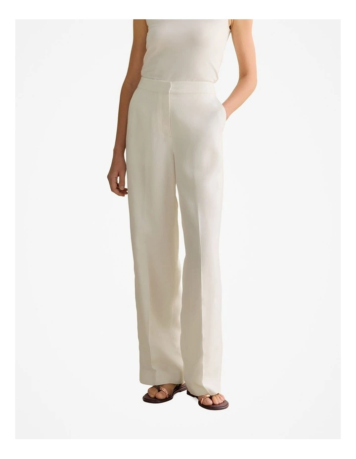 Textured Straight Leg Pant in White image 1