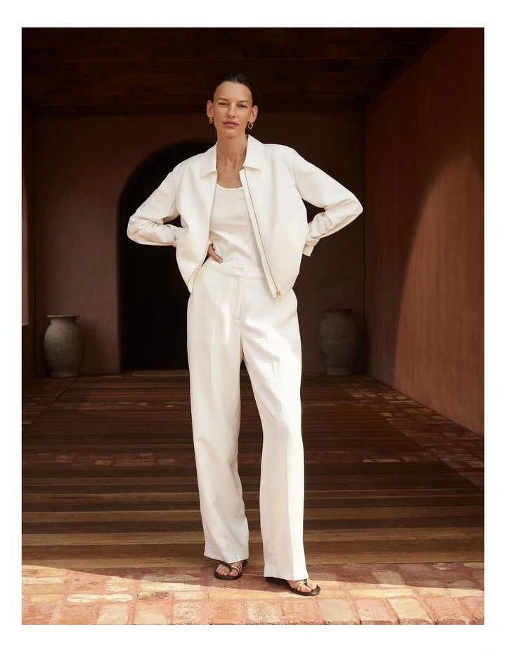 Textured Straight Leg Pant in White image 2