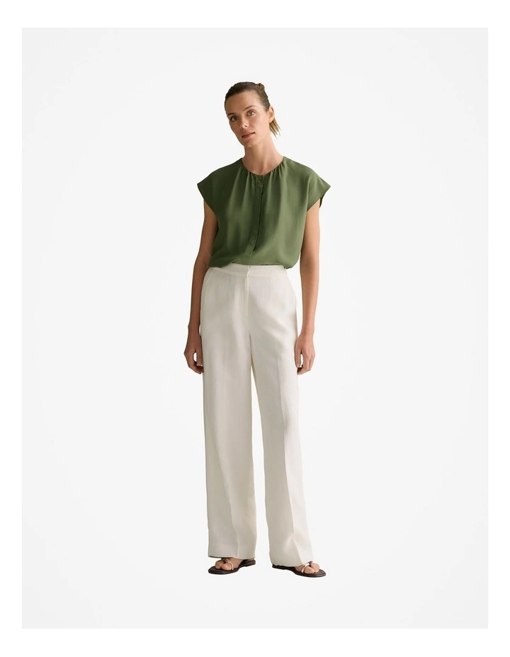 Modal Gather Detail Cap Sleeve Blouse in Ivy image 2