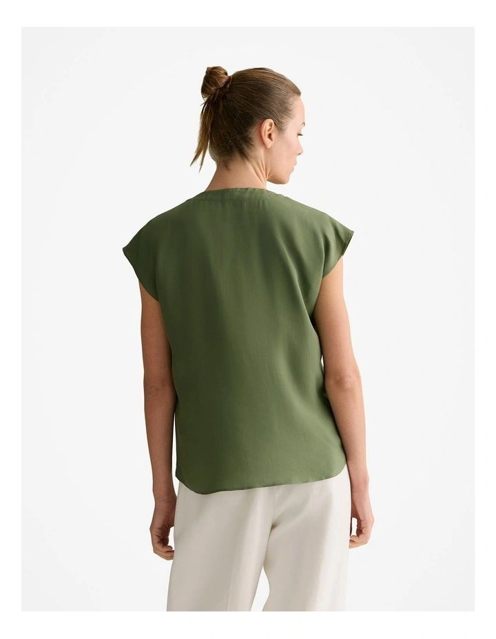 Modal Gather Detail Cap Sleeve Blouse in Ivy image 4