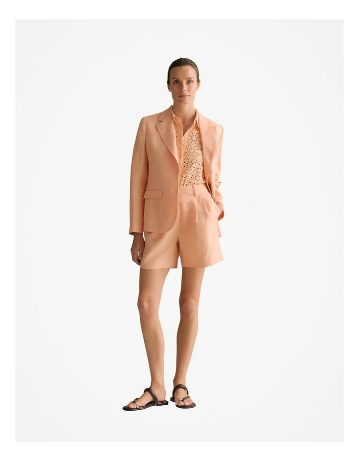 Broderie Anglaise Short Sleeve Shirt in Pale Apricot image 3