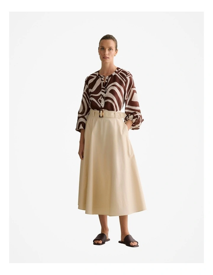 Kai Linen Silk Long Sleeve Blouse in Chocolate image 3