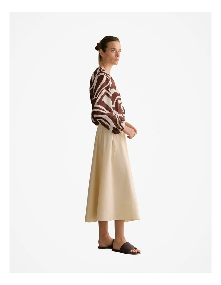Kai Linen Silk Long Sleeve Blouse in Chocolate image 5