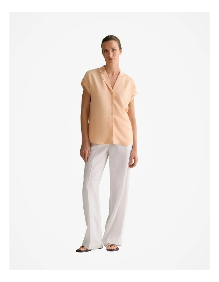 Draped Short Sleeve Camp Shirt in Pale Apricot image 2