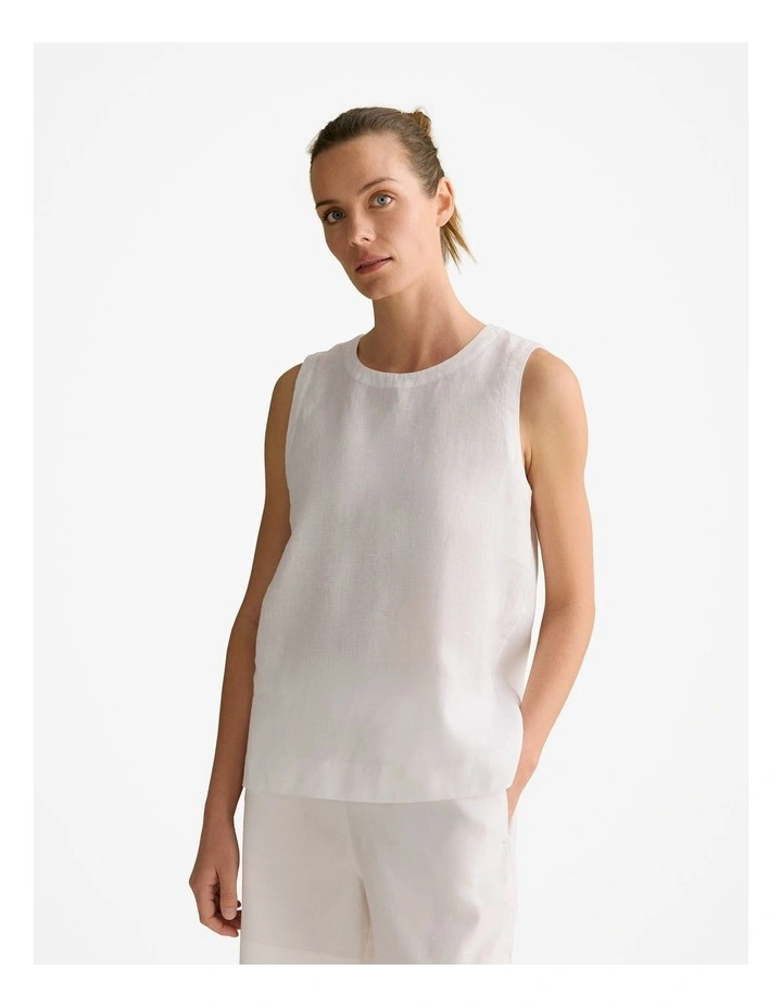 Linen Shell Tank in White image 1