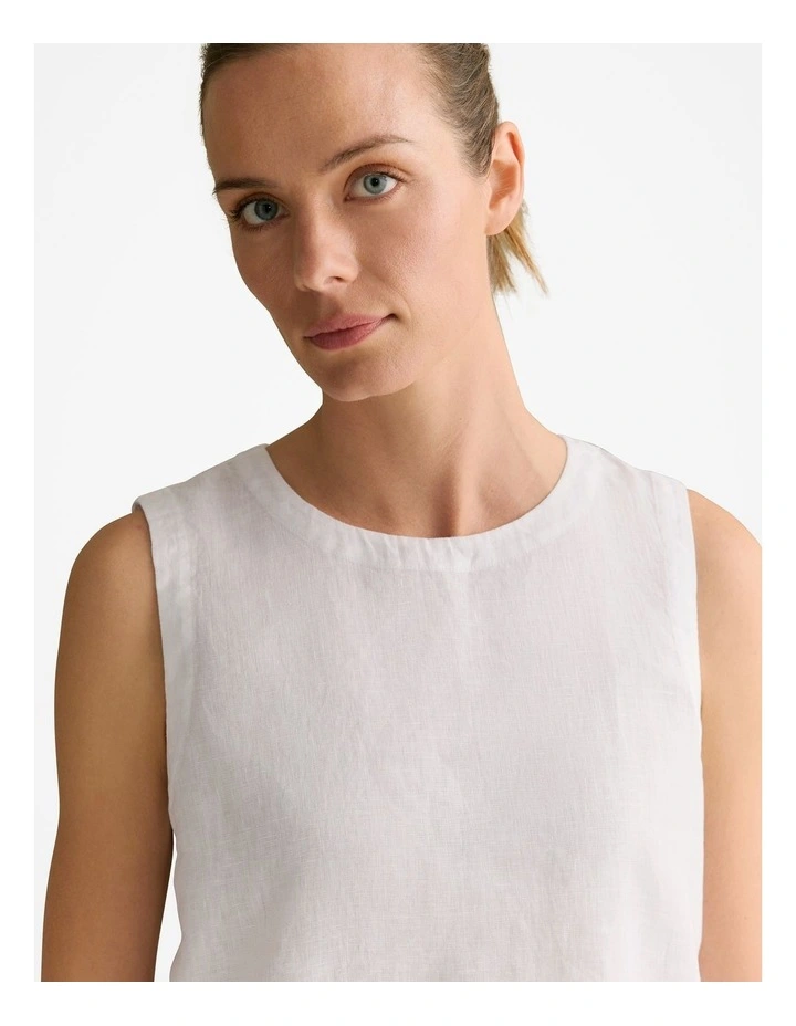 Linen Shell Tank in White image 3