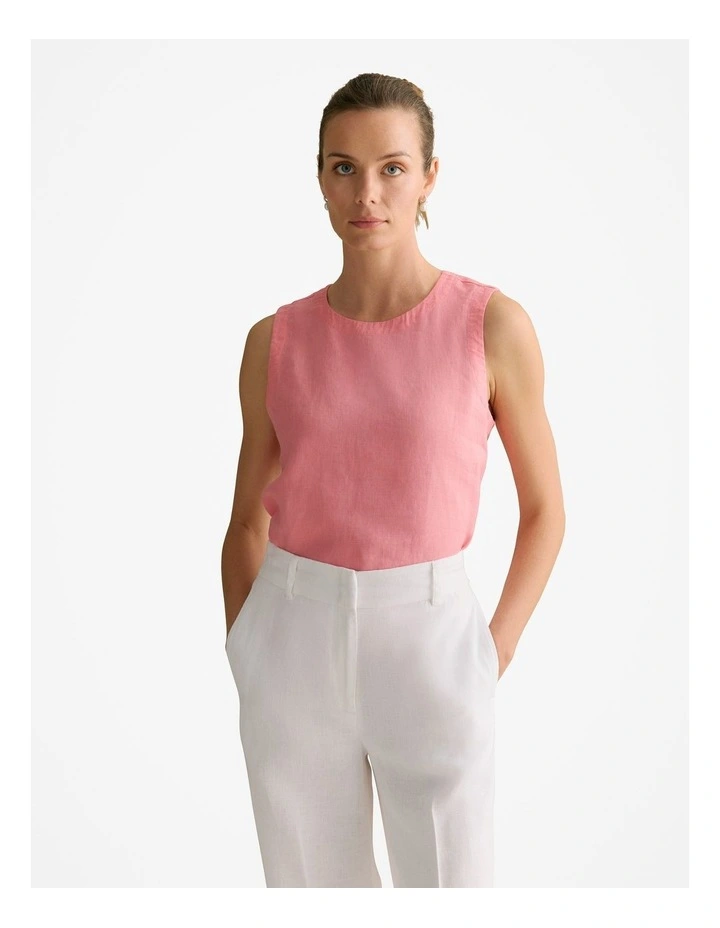 Trenery Linen Shell Tank in Pink Grenadine | MYER