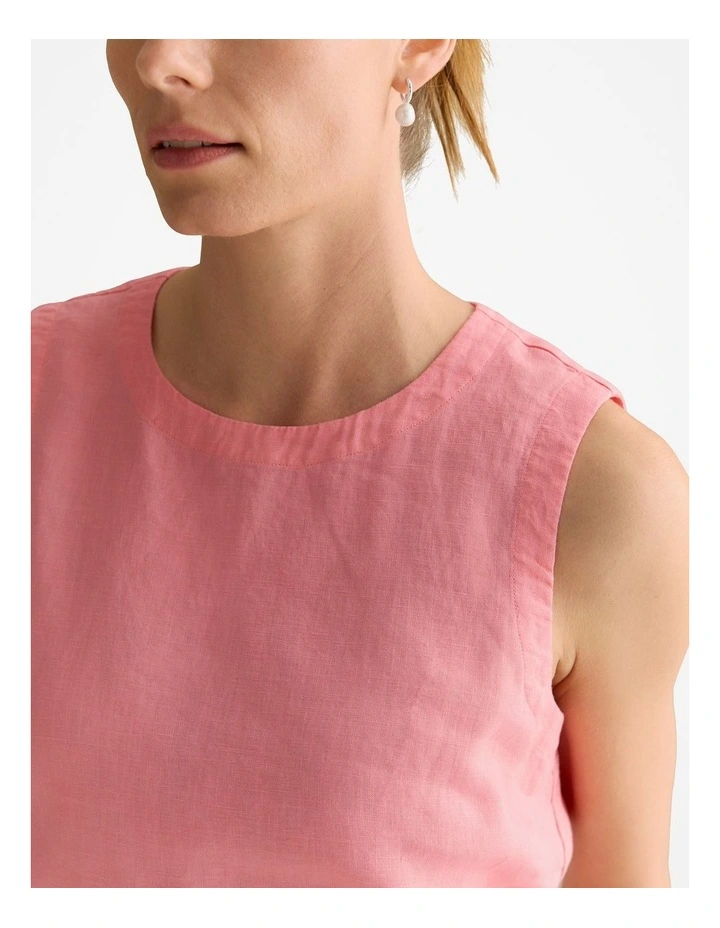 Linen Shell Tank in Pink Grenadine image 3