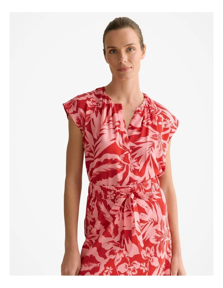 Hibiscus Modal Cap Sleeve Blouse in True Red image 1