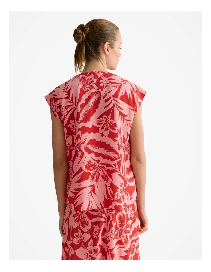 Hibiscus Modal Cap Sleeve Blouse in True Red image 4
