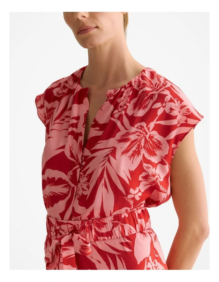 Hibiscus Modal Cap Sleeve Blouse in True Red image 6