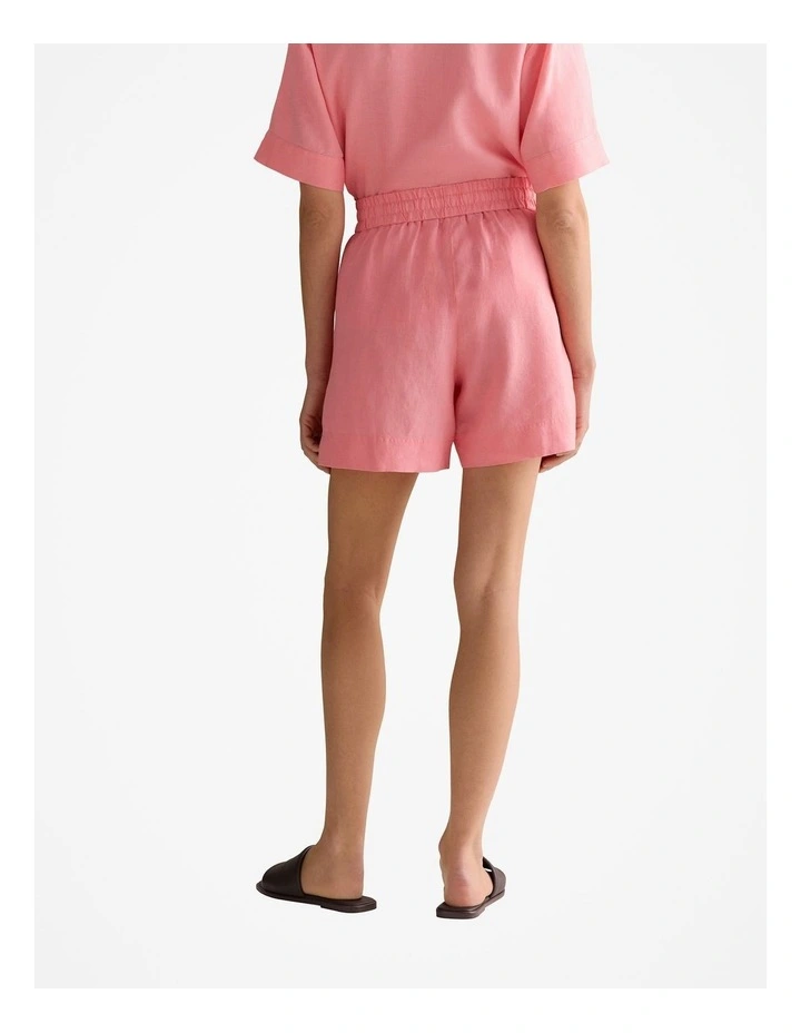 Linen Pull On Short in Pink Grenadine image 4