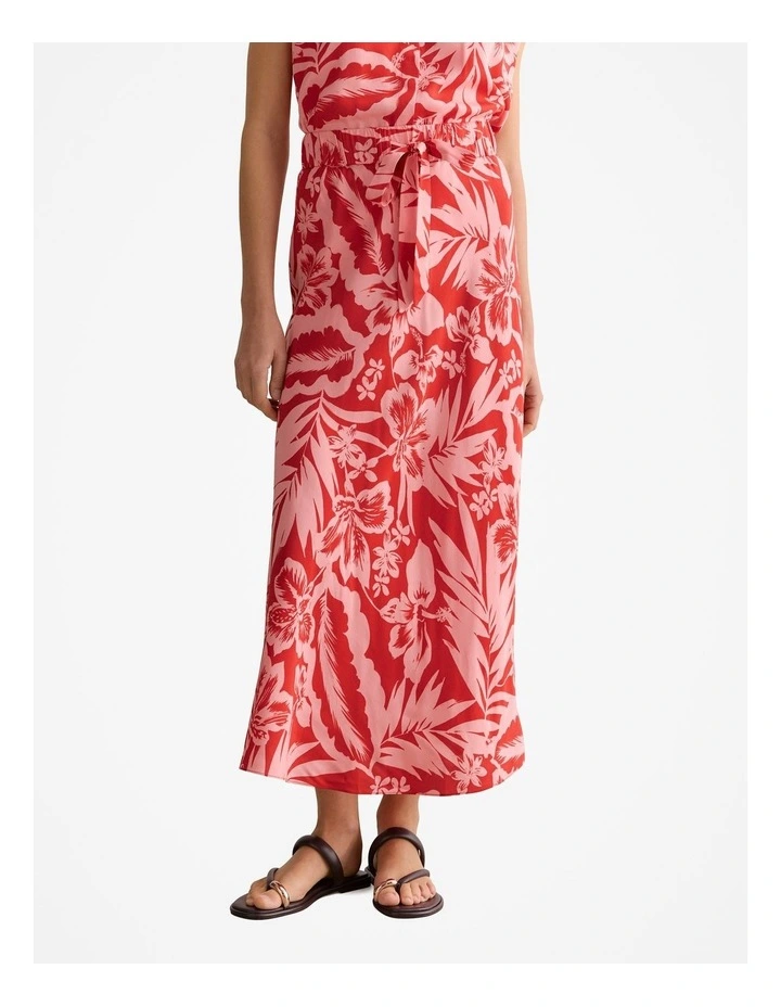 Hibiscus Modal Pull On Skirt in True Red image 1