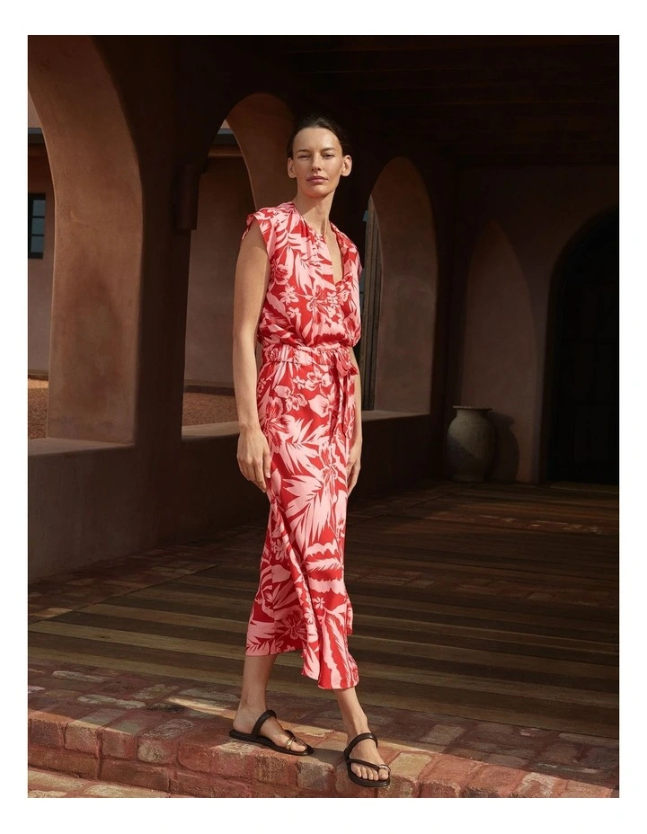 Hibiscus Modal Pull On Skirt in True Red image 2