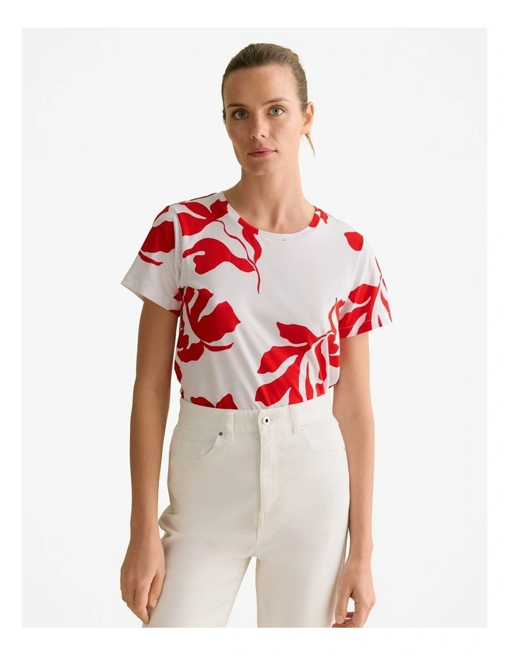 Australian Cotton Shadow Palm T-shirt in White image 1
