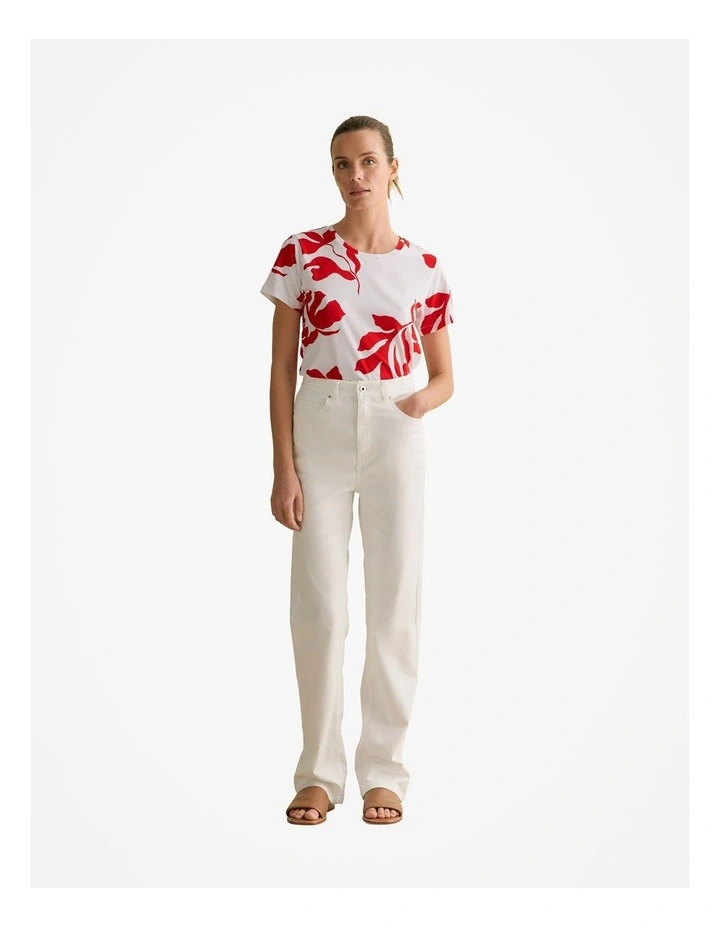 Australian Cotton Shadow Palm T-shirt in White image 2