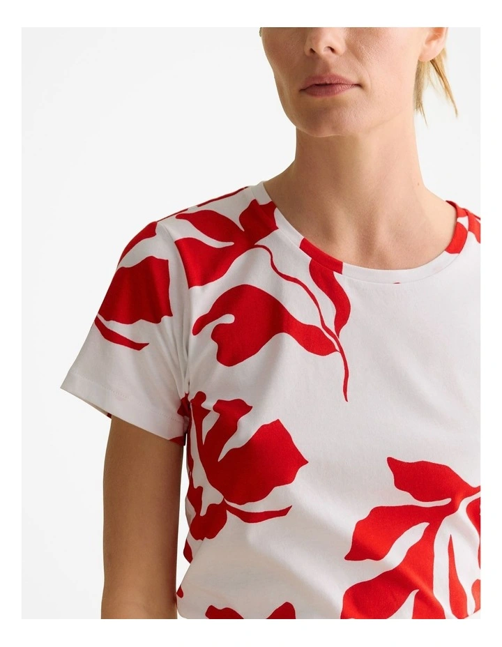 Australian Cotton Shadow Palm T-shirt in White image 3