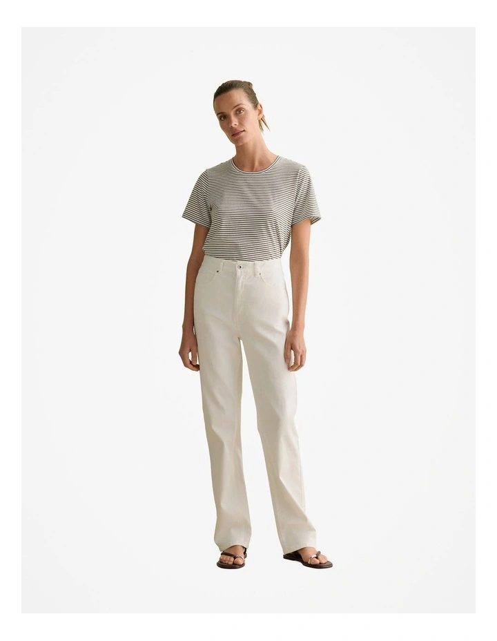 Australian Cotton Fine Stripe T-shirt in Chocolate image 2