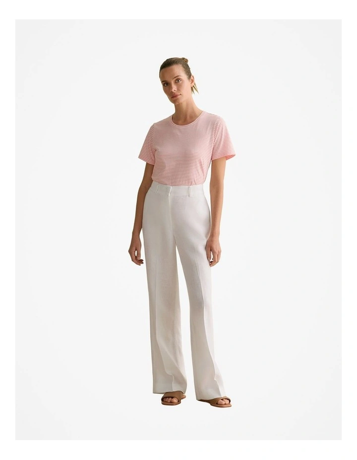 Australian Cotton Fine Stripe T-shirt in Pink Grenadine image 2