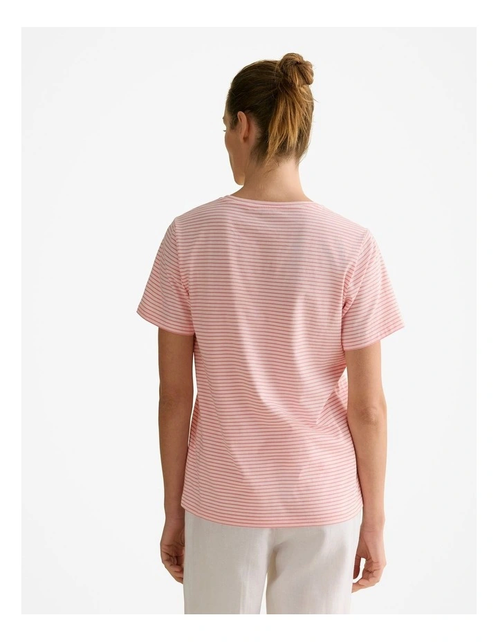 Australian Cotton Fine Stripe T-shirt in Pink Grenadine image 4