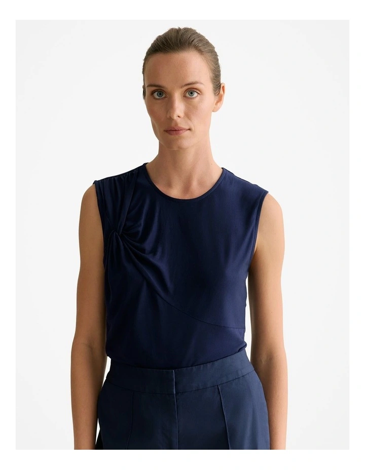 Lyocell Jersey Twist Detail Tank in Navy image 1