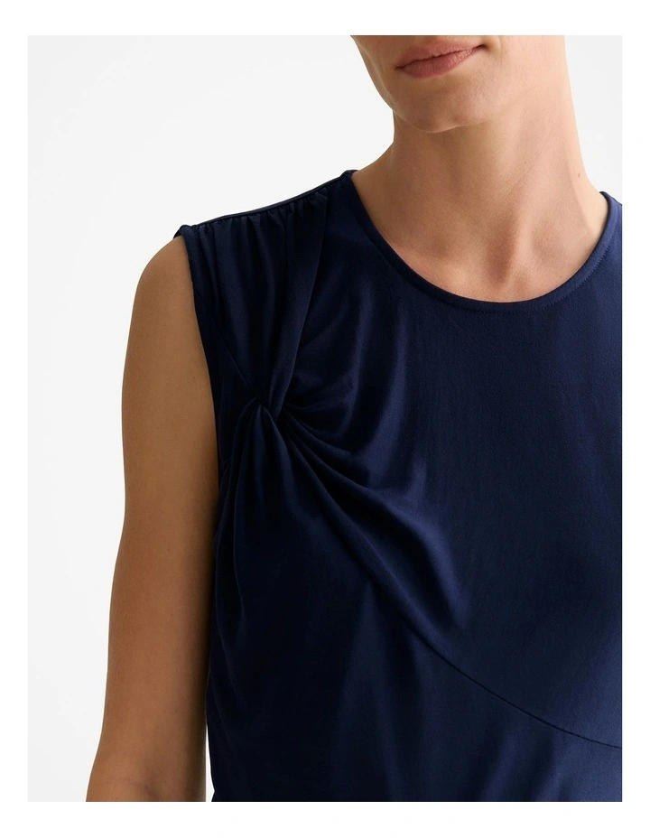 Lyocell Jersey Twist Detail Tank in Navy image 3