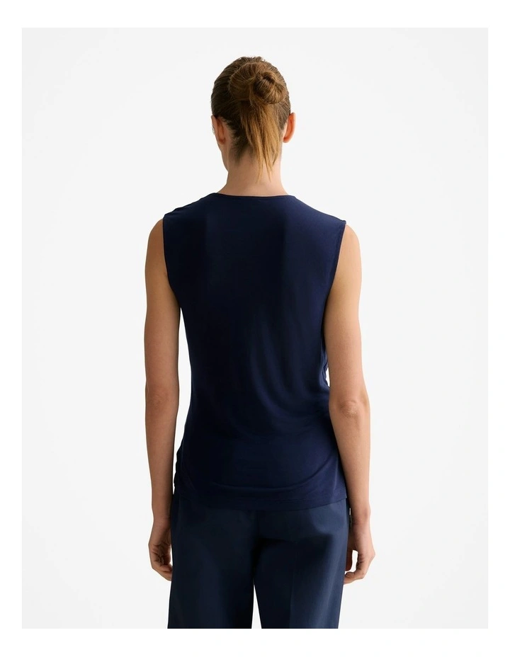 Lyocell Jersey Twist Detail Tank in Navy image 4