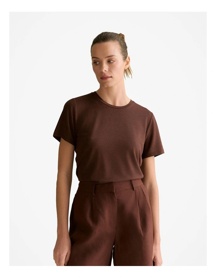 Metallic Shimmer T-shirt in Chocolate image 1