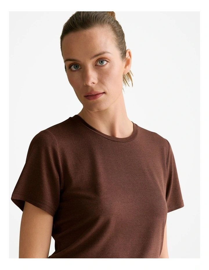 Metallic Shimmer T-shirt in Chocolate image 3