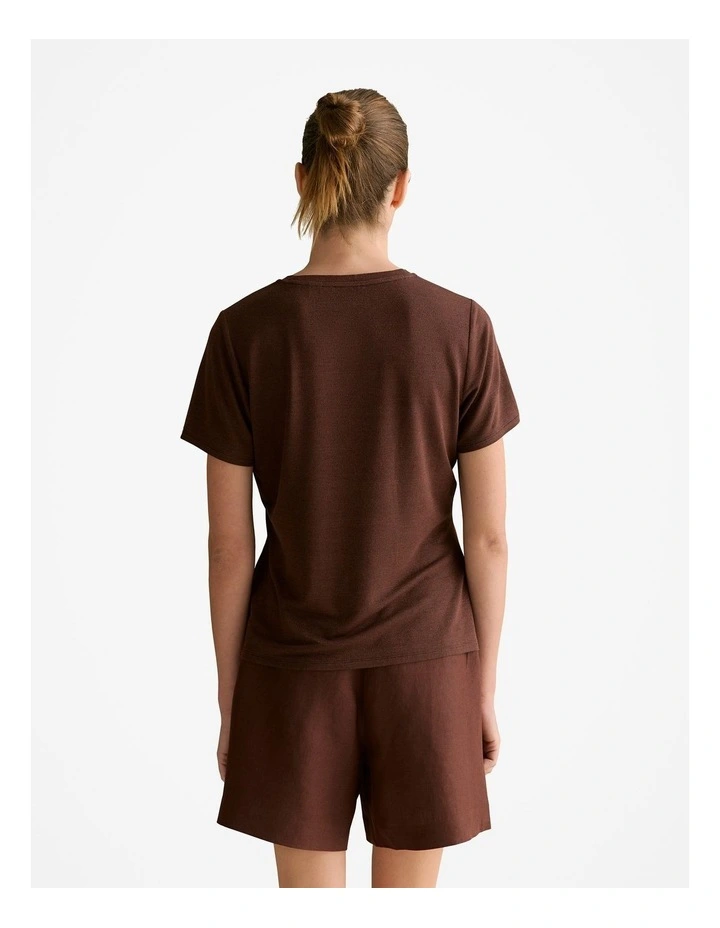 Metallic Shimmer T-shirt in Chocolate image 4