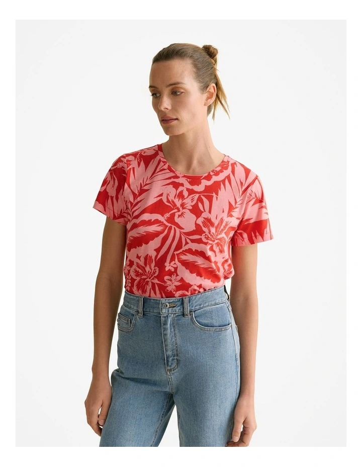 Australian Cotton Hibiscus T-shirt in True Red image 1