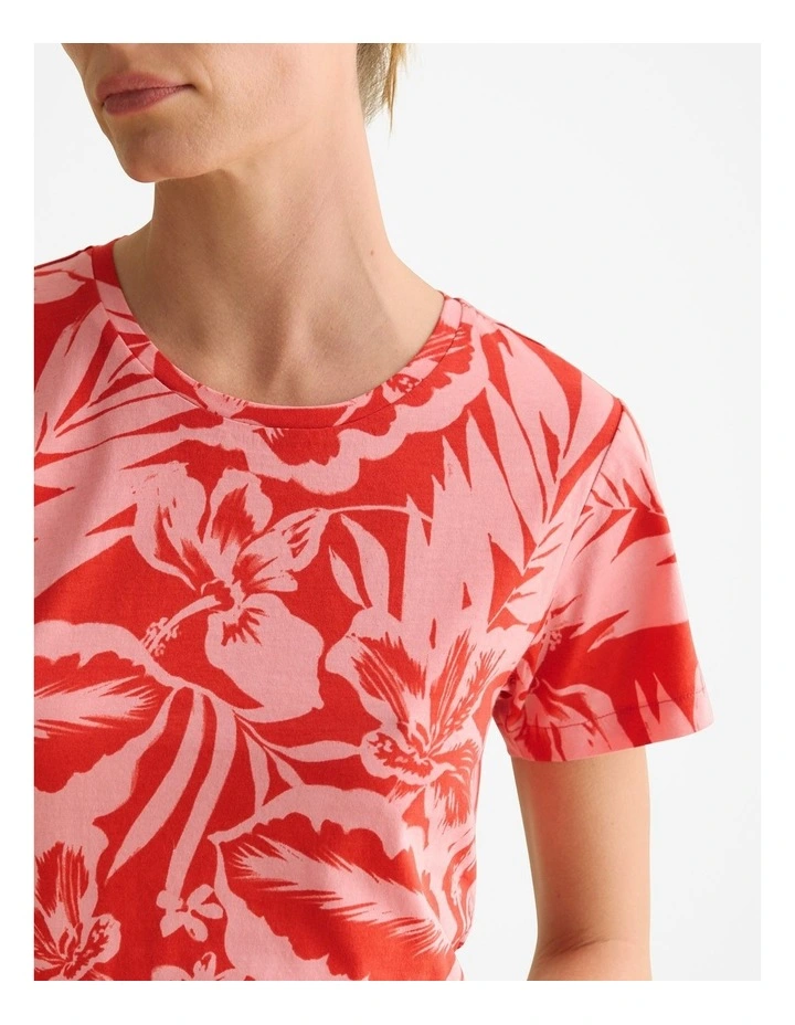 Australian Cotton Hibiscus T-shirt in True Red image 3