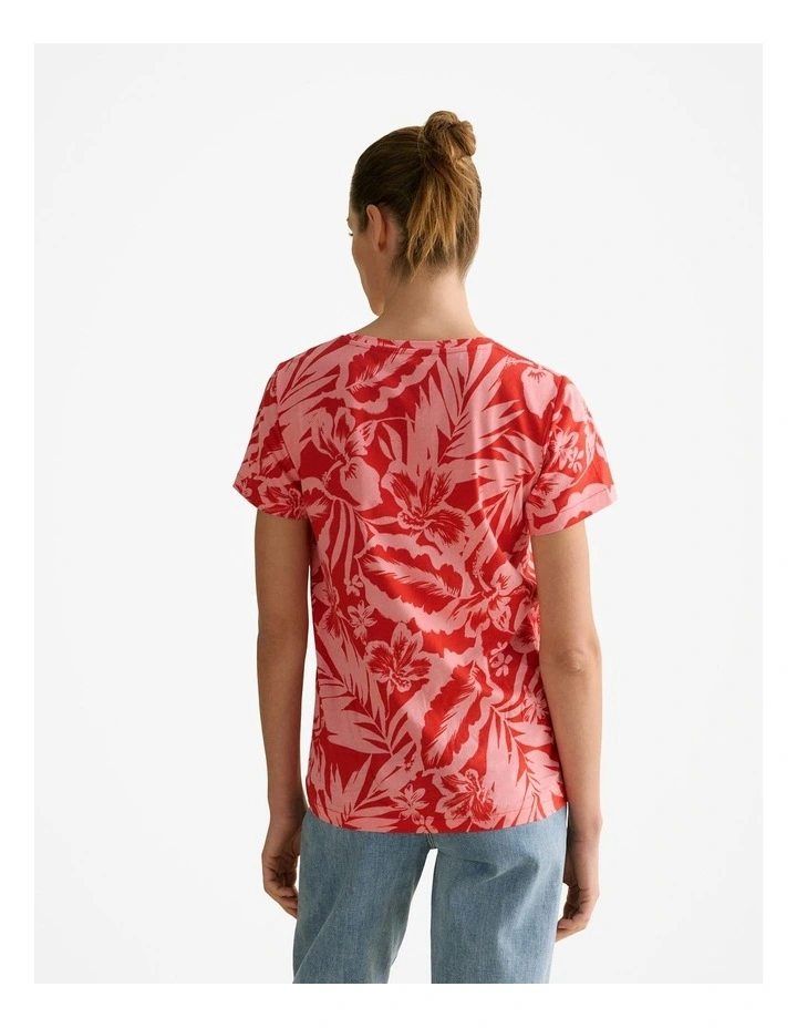 Australian Cotton Hibiscus T-shirt in True Red image 4