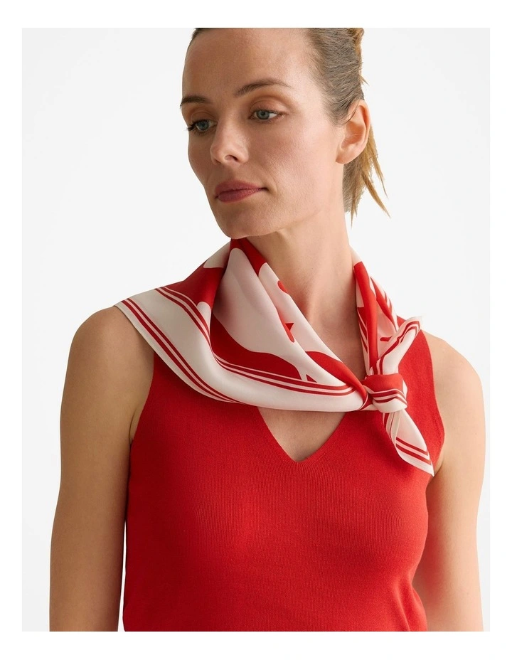 Silk Twill Palm Neckerchief in Multi Deep Red image 2