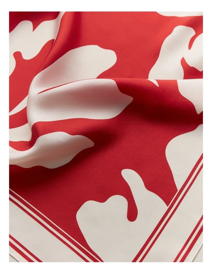 Silk Twill Palm Neckerchief in Multi Deep Red image 3