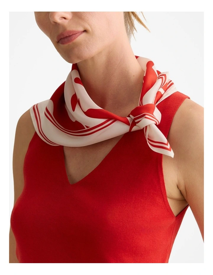 Silk Twill Palm Neckerchief in Multi Deep Red image 4