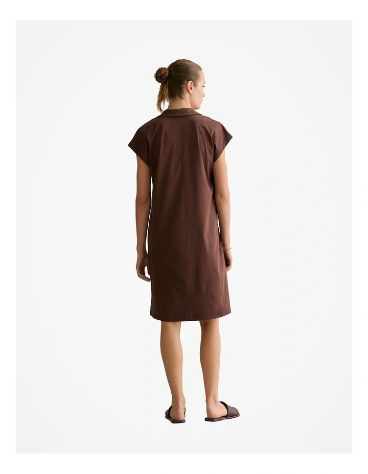 Cotton Interlock Polo Dress in Chocolate image 4