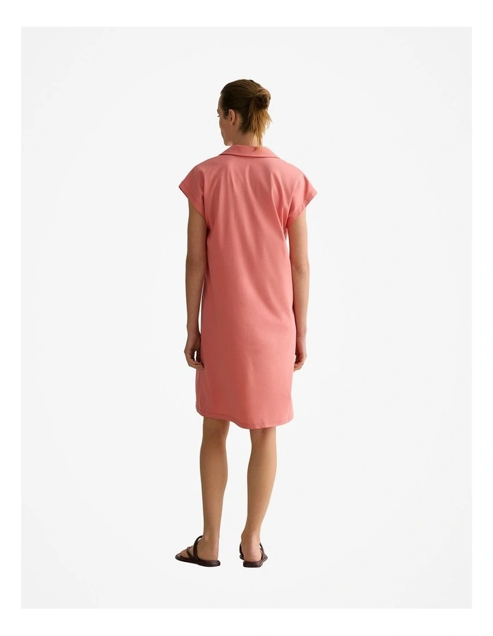 Cotton Interlock Polo Dress in Peach Pink image 4