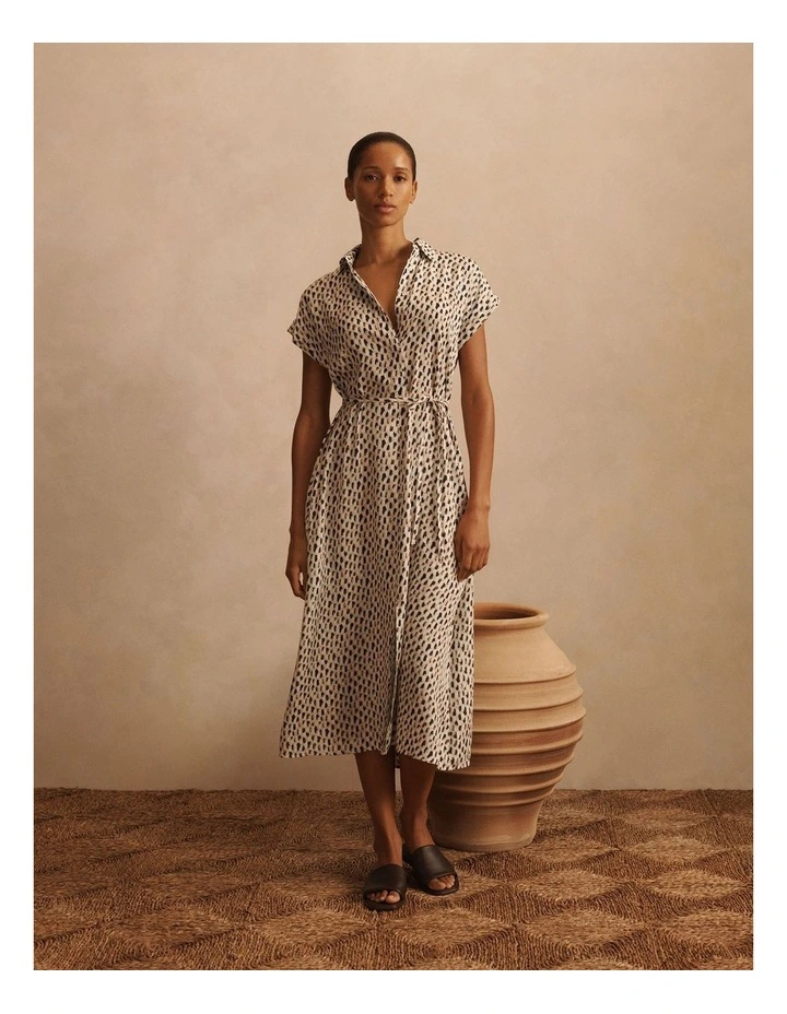 Modal Impasto Spot Shirt Dress in Cool Fern image 2