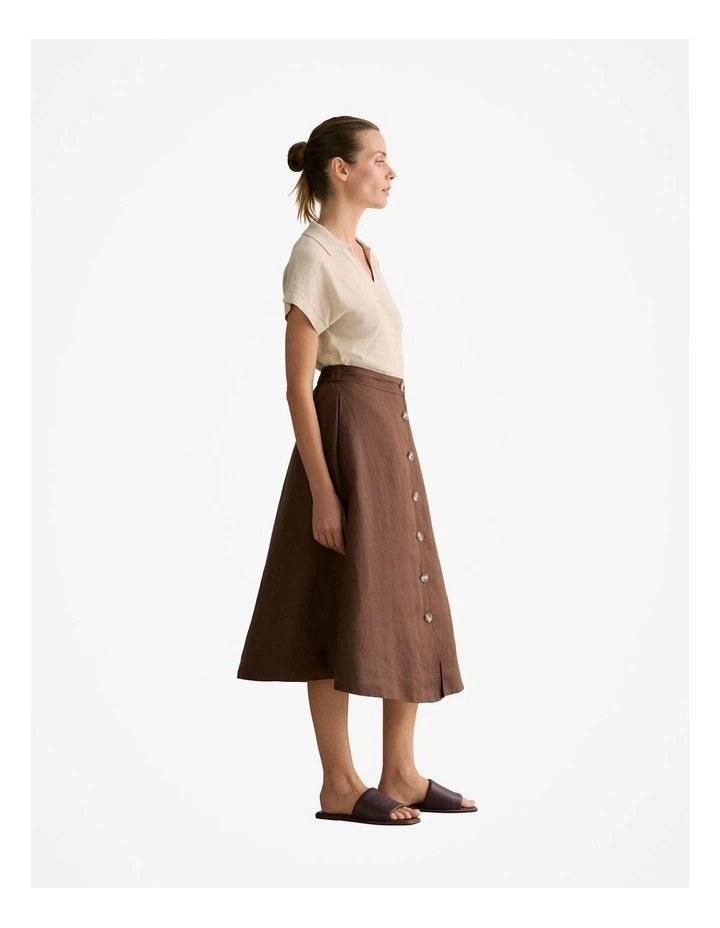 Linen Cotton Knit Relaxed Polo Top in Oatmeal image 5