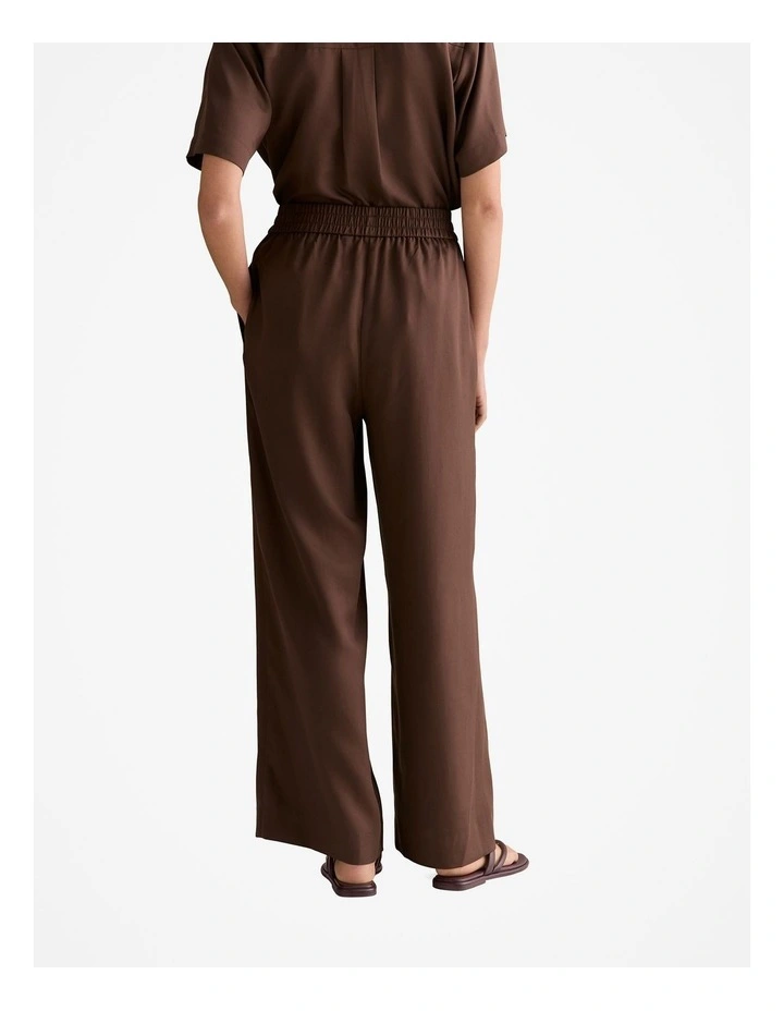 Tencel Wide Leg Pull On Pant in Chocolate image 4